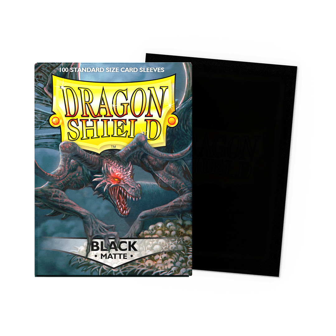 Black - 100 Matte Sleeves - Standard Size