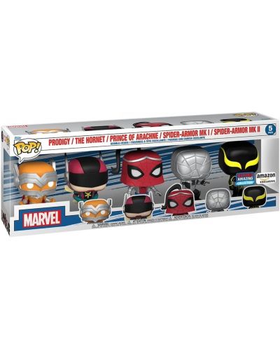 Funko POP! Marvel: Spider-Man - Prodigy, The Hornet, Prince of Arachne, Spider-Armor MK I, Spider-Armor MK II (Amazon Exclusive) фигурки